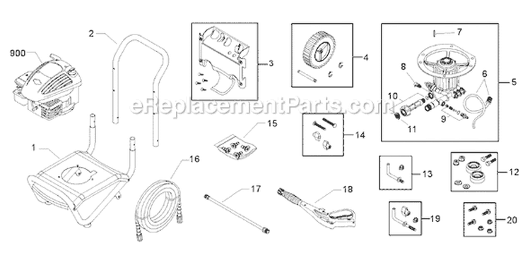 Page A Diagram and Parts List for 020289-0  Briggs and Stratton Pressure Washer